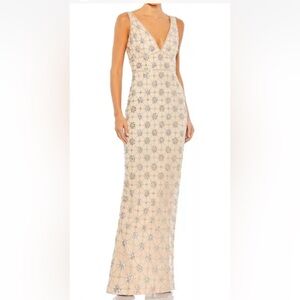 Mac Duggal Gown Dress Womens Size 8 Floral Rhinestones Beaded 93744 $598